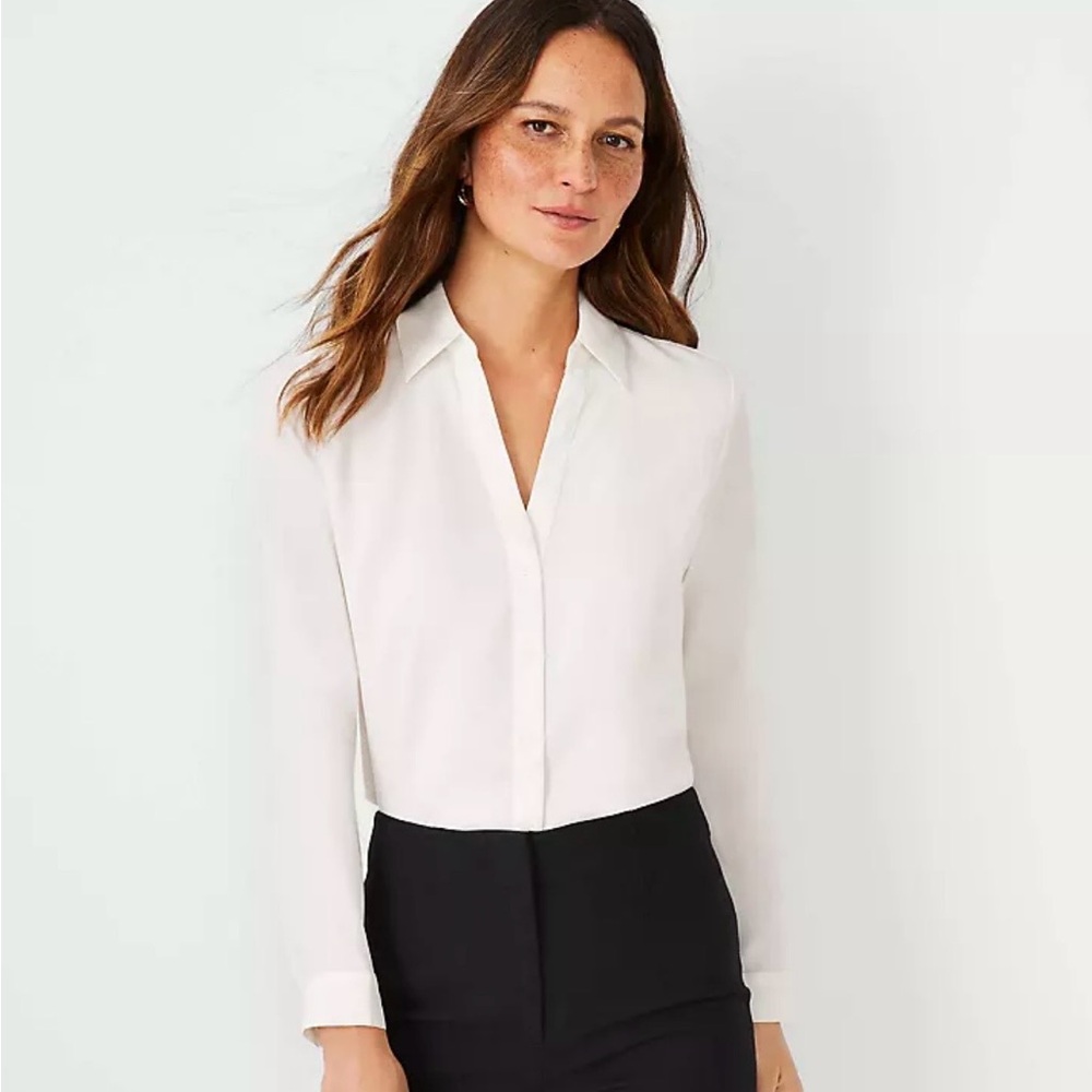NWT Ann Taylor Satin Essential Shirt